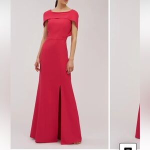 Kay Unger $348 Tamara Capelet Mermaid Gown in Lipstick - Womens size 8